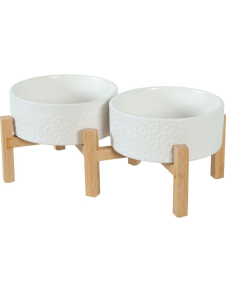 Support 2 Ecuelles Gres Keramo blanche 1400ml